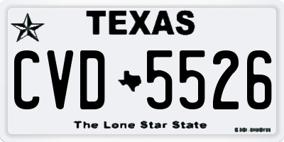 TX license plate CVD5526