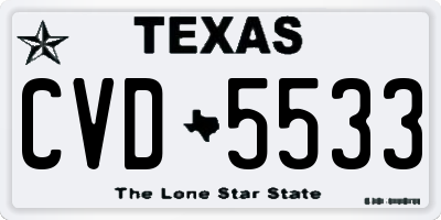 TX license plate CVD5533