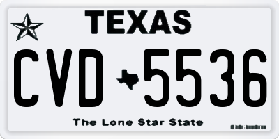 TX license plate CVD5536