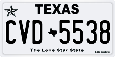TX license plate CVD5538