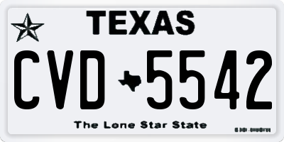 TX license plate CVD5542