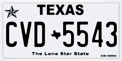 TX license plate CVD5543