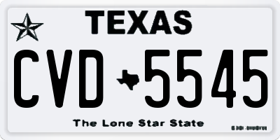 TX license plate CVD5545