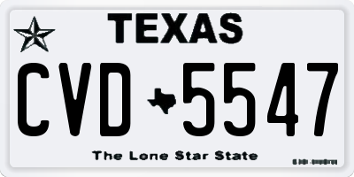 TX license plate CVD5547