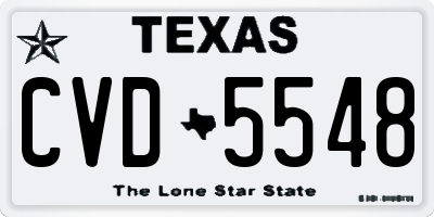 TX license plate CVD5548