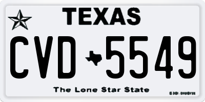 TX license plate CVD5549