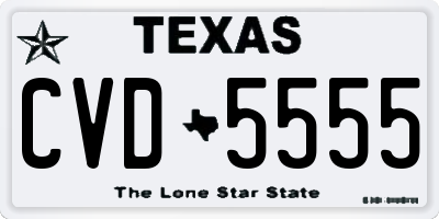 TX license plate CVD5555