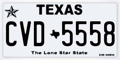 TX license plate CVD5558