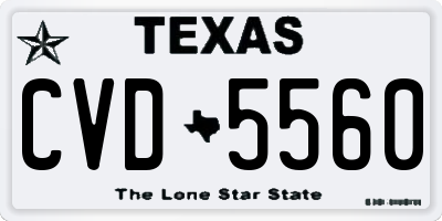 TX license plate CVD5560