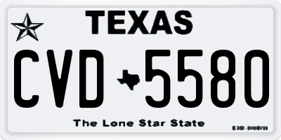 TX license plate CVD5580