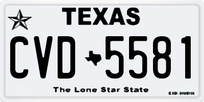 TX license plate CVD5581