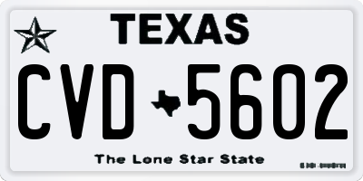 TX license plate CVD5602