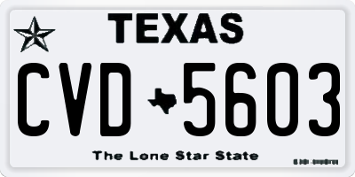 TX license plate CVD5603