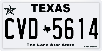 TX license plate CVD5614