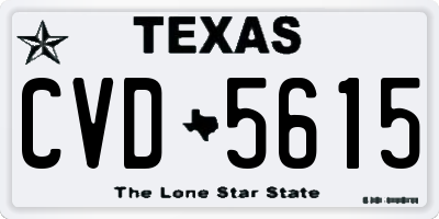 TX license plate CVD5615