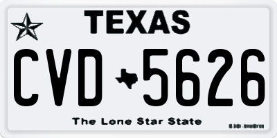 TX license plate CVD5626