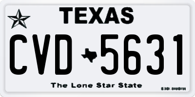 TX license plate CVD5631