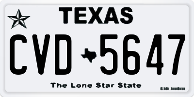 TX license plate CVD5647