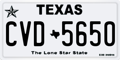 TX license plate CVD5650