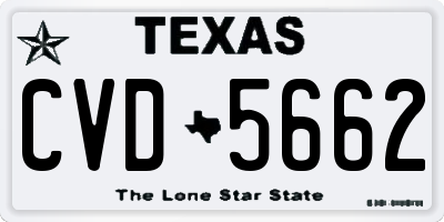 TX license plate CVD5662