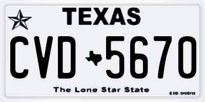 TX license plate CVD5670