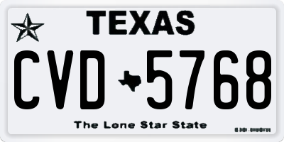 TX license plate CVD5768