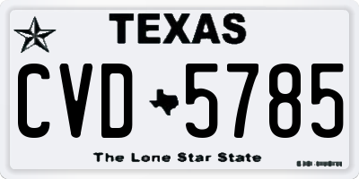 TX license plate CVD5785