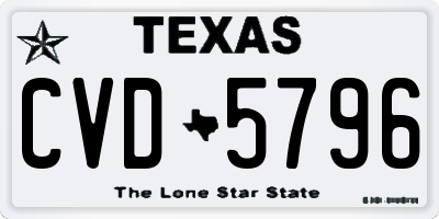 TX license plate CVD5796