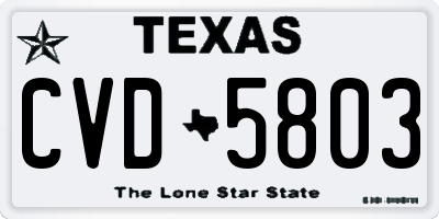 TX license plate CVD5803