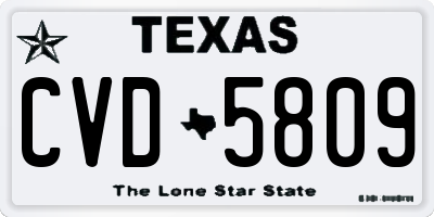 TX license plate CVD5809