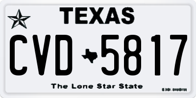 TX license plate CVD5817