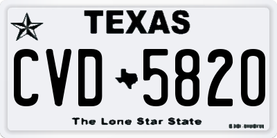 TX license plate CVD5820