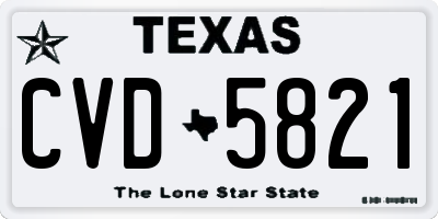 TX license plate CVD5821