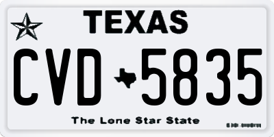 TX license plate CVD5835