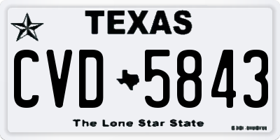 TX license plate CVD5843