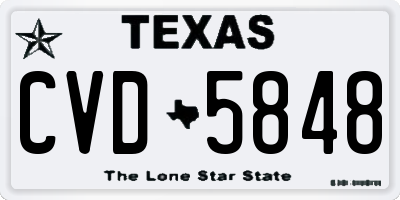 TX license plate CVD5848