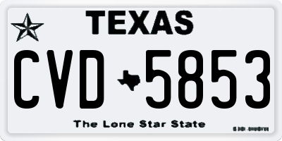 TX license plate CVD5853