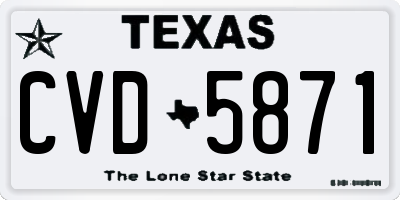 TX license plate CVD5871