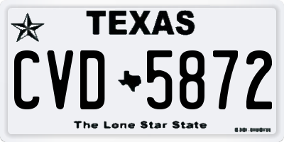 TX license plate CVD5872