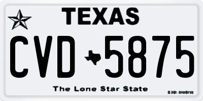 TX license plate CVD5875
