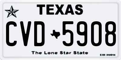TX license plate CVD5908