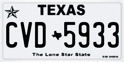 TX license plate CVD5933
