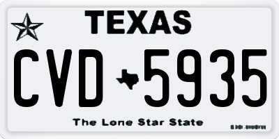 TX license plate CVD5935