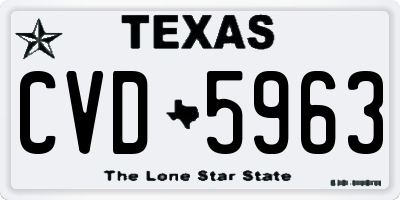 TX license plate CVD5963
