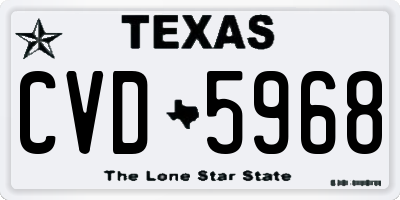 TX license plate CVD5968