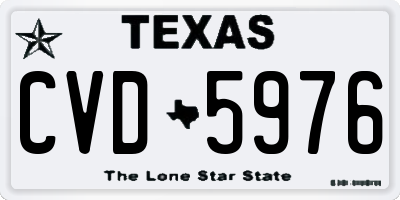 TX license plate CVD5976