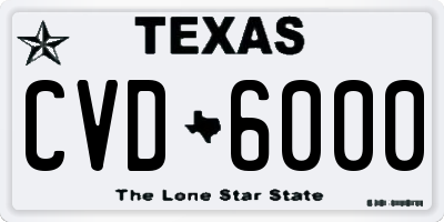 TX license plate CVD6000