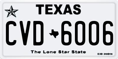 TX license plate CVD6006