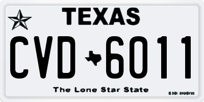 TX license plate CVD6011
