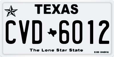 TX license plate CVD6012